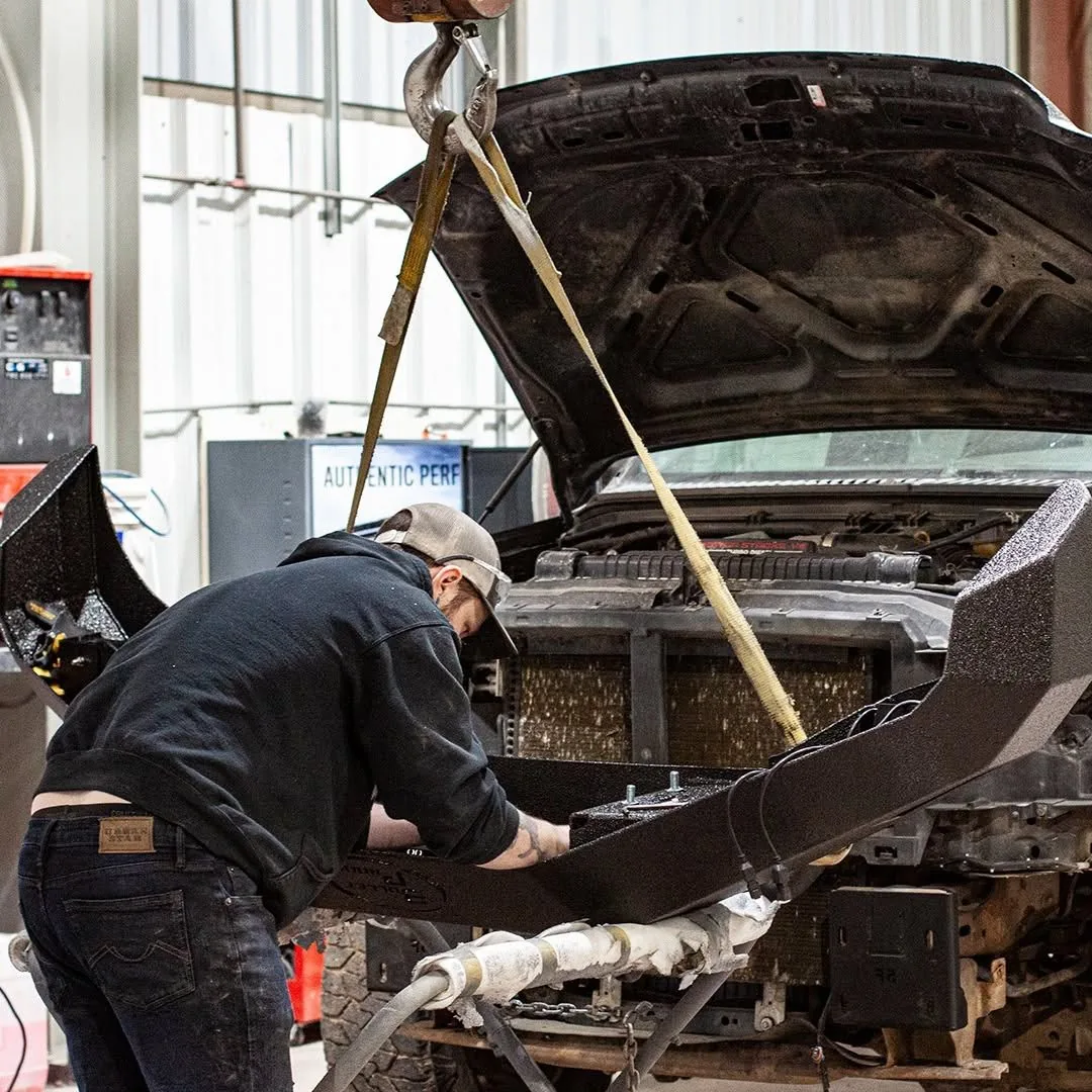Body-Liner protective coating applied to a custom truck bumper